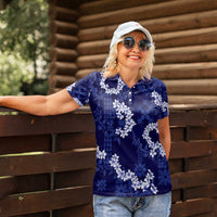 Mokihana Maile and Ilima Leis Women Polo Shirt Uliuli Hawaiian Tapa Quilt Pattern - Polynesian Pride