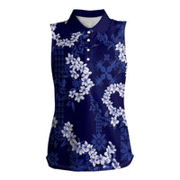 Mokihana Maile and Ilima Leis Women Sleeveless Polo Shirt Uliuli Hawaiian Tapa Quilt Pattern - Polynesian Pride