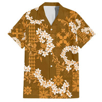 Mokihana Maile and Ilima Leis Family Matching Off Shoulder Short Dress and Hawaiian Shirt Alani Hawaiian Tapa Quilt Pattern - Polynesian Pride