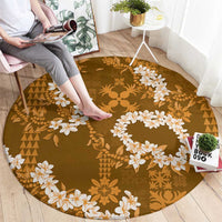 Mokihana Maile and Ilima Leis Round Carpet Alani Hawaiian Tapa Quilt Pattern - Polynesian Pride