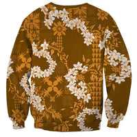 Mokihana Maile and Ilima Leis Sweatshirt Alani Hawaiian Tapa Quilt Pattern - Polynesian Pride