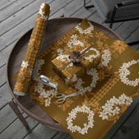 Mokihana Maile and Ilima Leis Wrapping Paper Alani Hawaiian Tapa Quilt Pattern - Polynesian Pride
