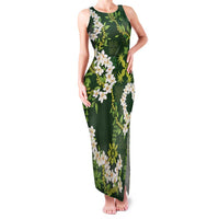 Mokihana Maile and Ilima Leis Family Matching Tank Maxi Dress and Hawaiian Shirt Omaʻomaʻo Hawaiian Tapa Quilt Pattern - Polynesian Pride