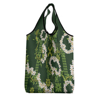 Mokihana Maile and Ilima Leis Grocery Bag Omaʻomaʻo Hawaiian Tapa Quilt Pattern - Polynesian Pride