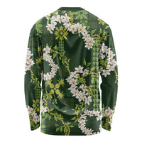 Mokihana Maile and Ilima Leis Long Sleeve Shirt Omaʻomaʻo Hawaiian Tapa Quilt Pattern - Polynesian Pride