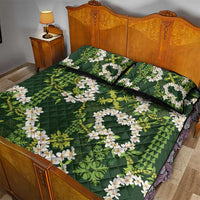 Mokihana Maile and Ilima Leis Quilt Bed Set Omaʻomaʻo Hawaiian Tapa Quilt Pattern - Polynesian Pride