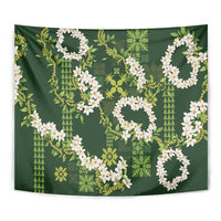 Mokihana Maile and Ilima Leis Tapestry Omaʻomaʻo Hawaiian Tapa Quilt Pattern - Polynesian Pride