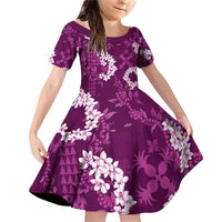 Mokihana Maile and Ilima Leis Family Matching Off Shoulder Short Dress and Hawaiian Shirt Akala Hawaiian Tapa Quilt Pattern - Polynesian Pride