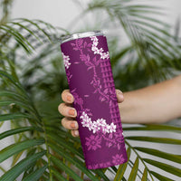 Mokihana Maile and Ilima Leis Skinny Tumbler Akala Hawaiian Tapa Quilt Pattern - Polynesian Pride