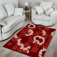 Mokihana Maile and Ilima Leis Area Rug Ulaʻula Hawaiian Tapa Quilt Pattern - Polynesian Pride