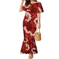 Mokihana Maile and Ilima Leis Family Matching Mermaid Dress and Hawaiian Shirt Ulaʻula Hawaiian Tapa Quilt Pattern - Polynesian Pride