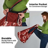 Mokihana Maile and Ilima Leis Grocery Bag Ulaʻula Hawaiian Tapa Quilt Pattern - Polynesian Pride