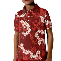 Mokihana Maile and Ilima Leis Kid Polo Shirt Ulaʻula Hawaiian Tapa Quilt Pattern - Polynesian Pride