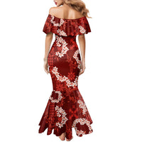 Mokihana Maile and Ilima Leis Mermaid Dress Ulaʻula Hawaiian Tapa Quilt Pattern - Polynesian Pride