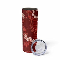 Mokihana Maile and Ilima Leis Skinny Tumbler Ulaʻula Hawaiian Tapa Quilt Pattern - Polynesian Pride