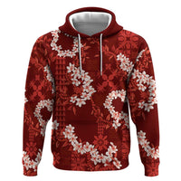 Mokihana Maile and Ilima Leis Zip Hoodie Ulaʻula Hawaiian Tapa Quilt Pattern - Polynesian Pride