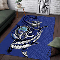 Personalized FSM 1986 Independence Day Area Rug Polynesian Shark Tattoo Style