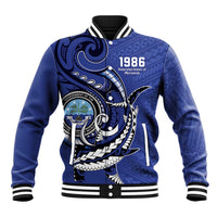 Personalized FSM 1986 Independence Day Baseball Jacket Polynesian Shark Tattoo Style