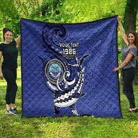 Personalized FSM 1986 Independence Day Quilt Polynesian Shark Tattoo Style