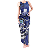 Personalized FSM 1986 Independence Day Tank Maxi Dress Polynesian Shark Tattoo Style