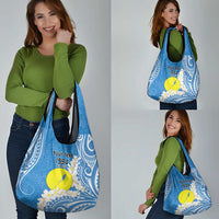 Personalized Palau 1994 Belau Rekid Grocery Bag Polynesian Plumeria Style