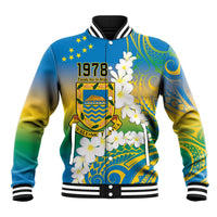 Personalised Tuvalu 1978 Independence Day Baseball Jacket Polynesian Plumeria Style LT9 Unisex Gradient - Polynesian Pride