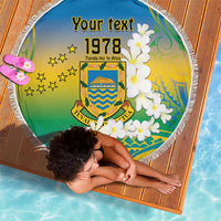 Personalised Tuvalu 1978 Independence Day Beach Blanket Polynesian Plumeria Style LT9 - Polynesian Pride