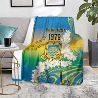 Personalised Tuvalu 1978 Independence Day Blanket Polynesian Plumeria Style LT9 - Polynesian Pride