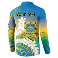 Personalised Tuvalu 1978 Independence Day Button Sweatshirt Polynesian Plumeria Style LT9 - Polynesian Pride