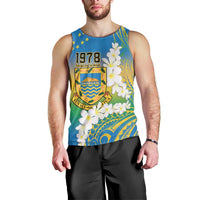 Personalised Tuvalu 1978 Independence Day Men Tank Top Polynesian Plumeria Style LT9 - Polynesian Pride