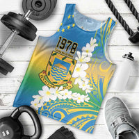 Personalised Tuvalu 1978 Independence Day Men Tank Top Polynesian Plumeria Style LT9 - Polynesian Pride
