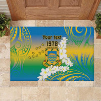 Personalised Tuvalu 1978 Independence Day Rubber Doormat Polynesian Plumeria Style LT9 Gradient - Polynesian Pride