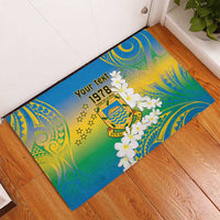 Personalised Tuvalu 1978 Independence Day Rubber Doormat Polynesian Plumeria Style LT9 - Polynesian Pride