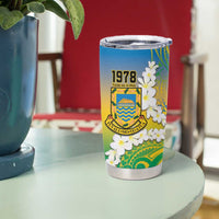 Personalised Tuvalu 1978 Independence Day Tumbler Cup Polynesian Plumeria Style LT9 - Polynesian Pride