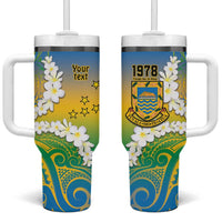 Personalised Tuvalu 1978 Independence Day Tumbler With Handle Polynesian Plumeria Style LT9 One Size: 40 oz Gradient - Polynesian Pride