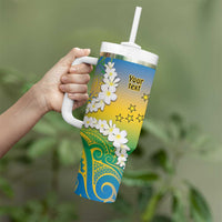 Personalised Tuvalu 1978 Independence Day Tumbler With Handle Polynesian Plumeria Style LT9 - Polynesian Pride