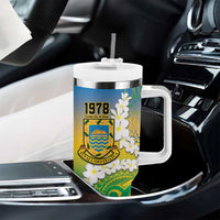 Personalised Tuvalu 1978 Independence Day Tumbler With Handle Polynesian Plumeria Style LT9 - Polynesian Pride