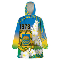 Personalised Tuvalu 1978 Independence Day Wearable Blanket Hoodie Polynesian Plumeria Style LT9 One Size Gradient - Polynesian Pride