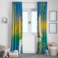 Personalised Tuvalu 1978 Independence Day Window Curtain Polynesian Plumeria Style LT9 - Polynesian Pride