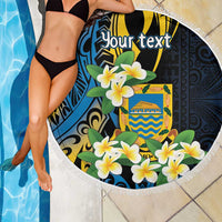 Personalised Tuvalu Beautiful Plumeria Flower Beach Blanket LT9 - Polynesian Pride