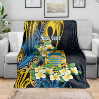 Personalised Tuvalu Beautiful Plumeria Flower Blanket LT9 - Polynesian Pride