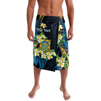 Personalised Tuvalu Beautiful Plumeria Flower Lavalava LT9 Black - Polynesian Pride