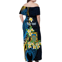 Personalised Tuvalu Beautiful Plumeria Flower Off Shoulder Maxi Dress LT9 - Polynesian Pride