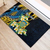 Personalised Tuvalu Beautiful Plumeria Flower Rubber Doormat LT9 - Polynesian Pride