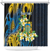 Personalised Tuvalu Beautiful Plumeria Flower Shower Curtain LT9 Black - Polynesian Pride