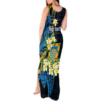 Personalised Tuvalu Beautiful Plumeria Flower Tank Maxi Dress LT9 - Polynesian Pride
