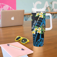 Personalised Tuvalu Beautiful Plumeria Flower Tumbler With Handle LT9 - Polynesian Pride