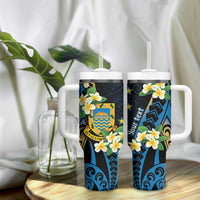 Personalised Tuvalu Beautiful Plumeria Flower Tumbler With Handle LT9 - Polynesian Pride