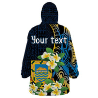 Personalised Tuvalu Beautiful Plumeria Flower Wearable Blanket Hoodie LT9 - Polynesian Pride