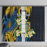 Personalised Tuvalu Beautiful Plumeria Flower Window Curtain LT9 With Hooks Black - Polynesian Pride